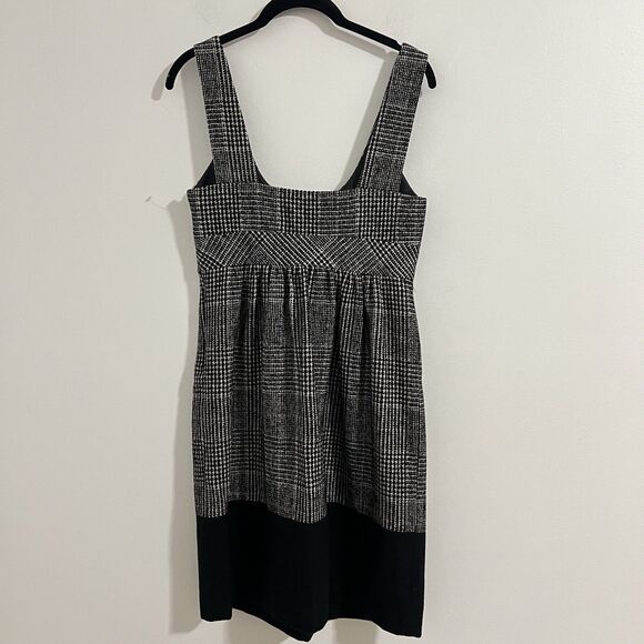 Zara Basic Houndstooth Tweed Midi Dress Size XS Sleeveless Textured Wool Blend - Picture 2 of 7